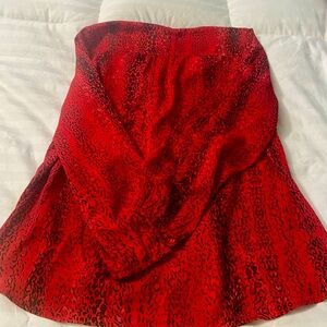 Red leopard print silky blouse